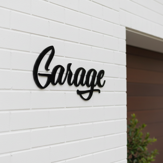 Garage Sign White Rendered Brick Hamptons