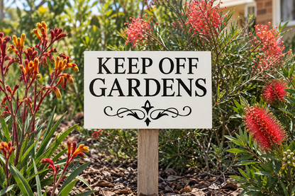 Garden stake among Australian native plants