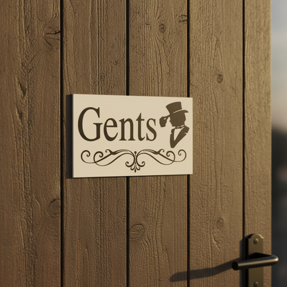 Gents vintage cream sign on a weathered barn timber door