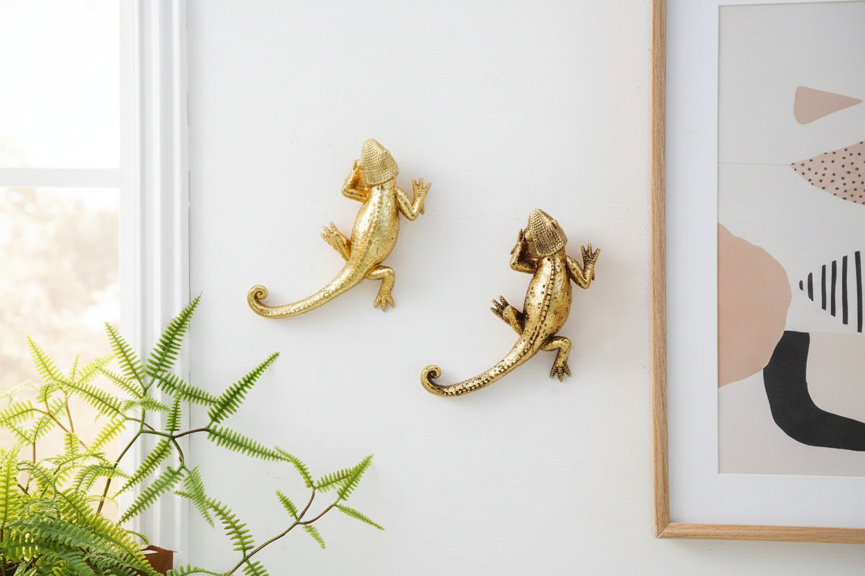 Gold Lizard Wall Sculpture Lifestyle