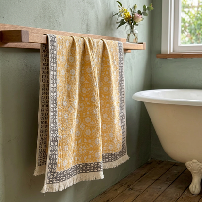 Golden floral towel bathroom lifestyle