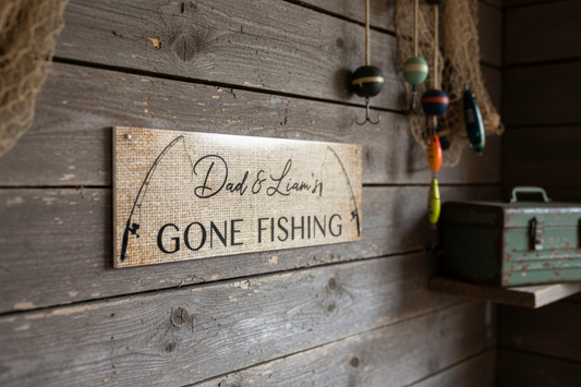 Gone Fishing Sign Man Cave