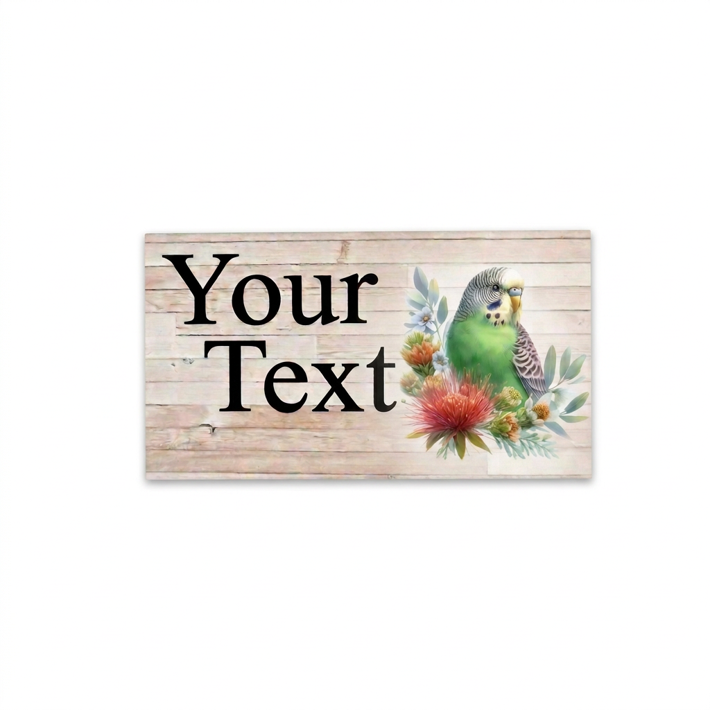 Green budgie sign isolated on a pure white background
