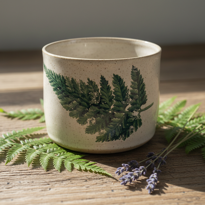 Handmade Green Fern Leaf Ceramic Mug Cup — Wolf and Clay Lifestyle