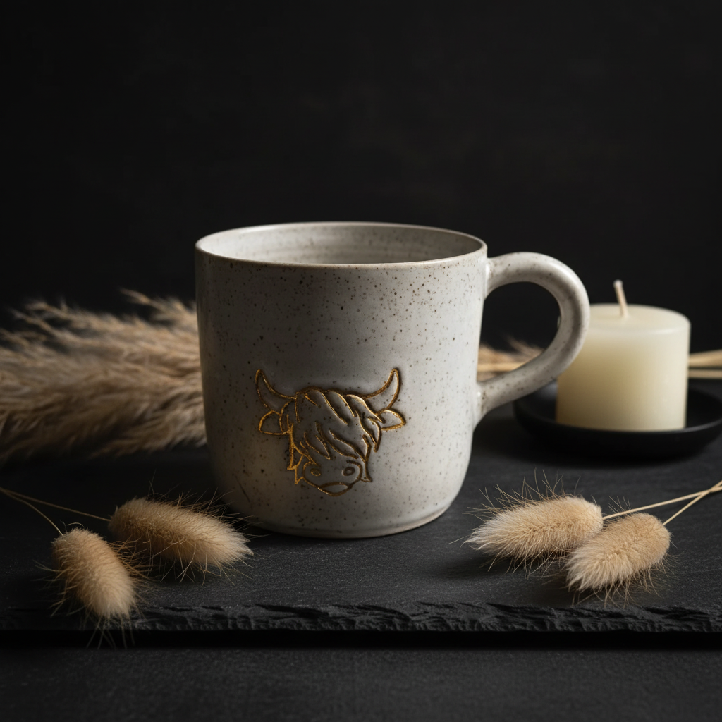 Handmade Highland Cow Ceramic Mug — Wolf and Clay Editorial
