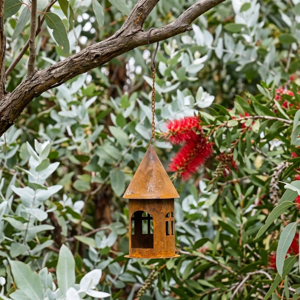 Hanging house in an Australian native garden