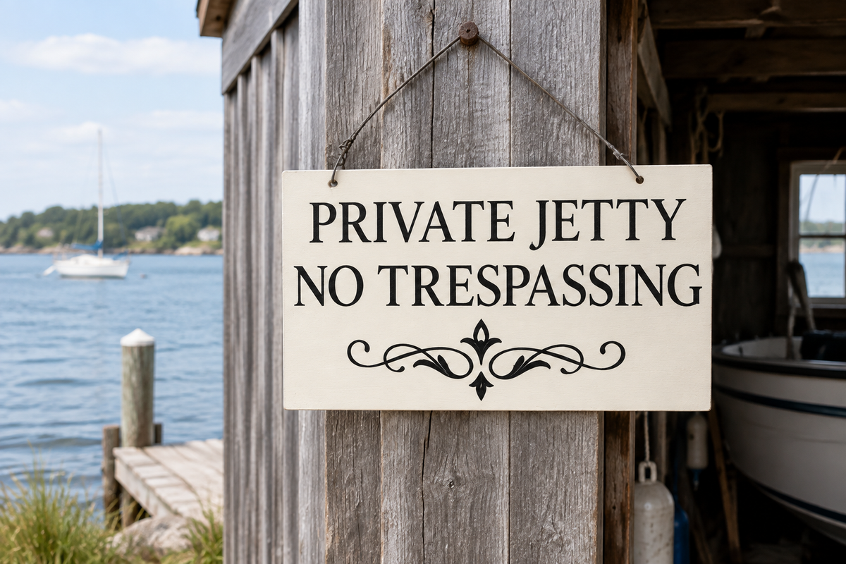 Hanging near a boat shed entrance
