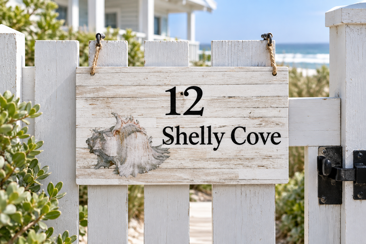 Hanging on beach house front gate