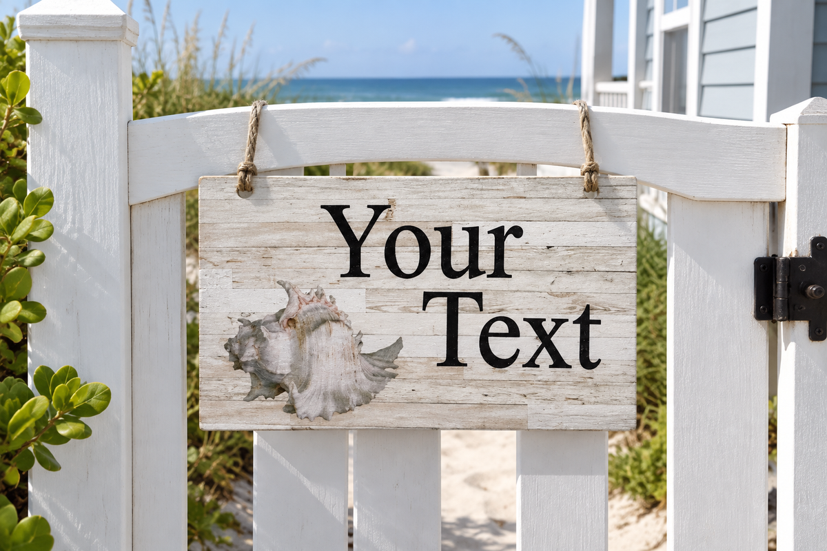 Hanging on front gate, Your Text placeholder