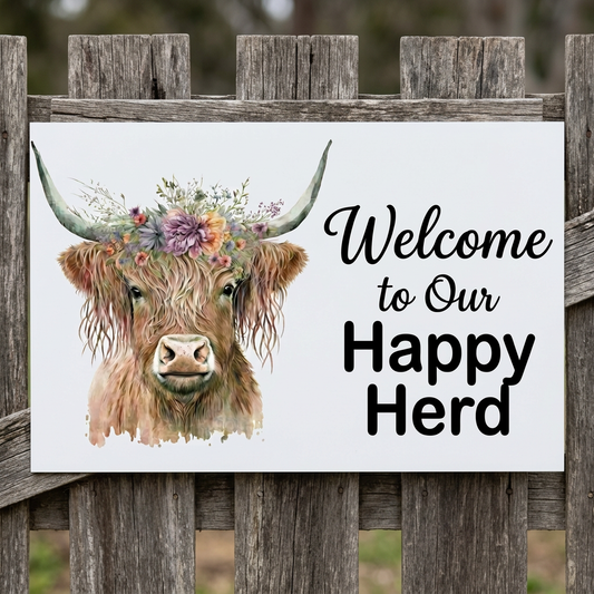 Happy Herd sign on a country timber gate