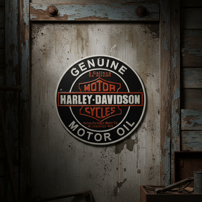 Harley Davidson Motorcycles Cast Iron Sign | Vintage Antique Motorbike Man Cave Decor 24cm