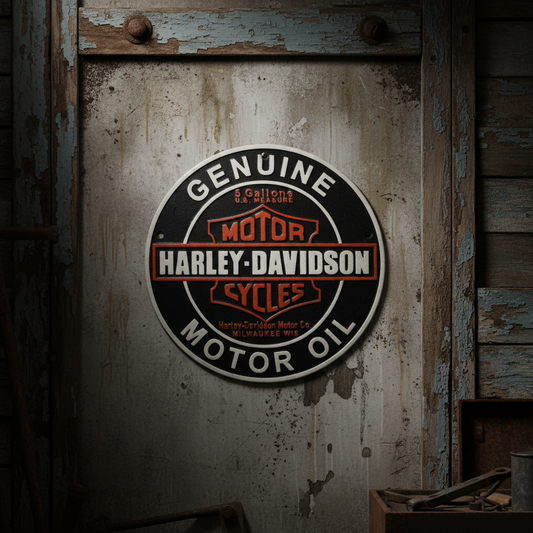 Harley Davidson Motorcycles Cast Iron Sign | Vintage Antique Motorbike Man Cave Decor 24cm
