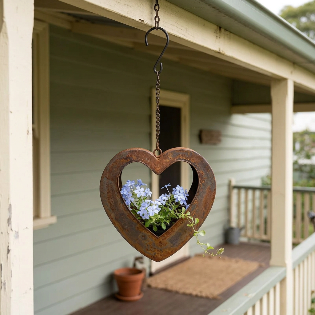 Heart planter on a cottage verandah