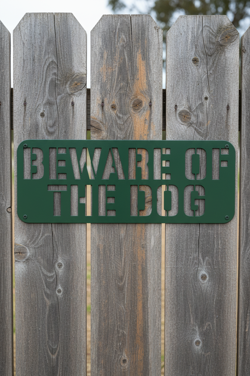 Heritage green Beware Of The Dog sign