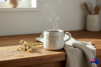 Highland Cow Ceramic Mug Lifestyle