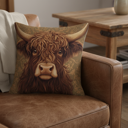 Highland Cow Cushion Cover Lifestyle
