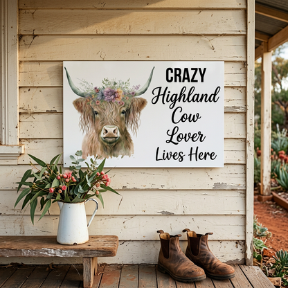Highland cow sign on an Australian farmhouse verandah