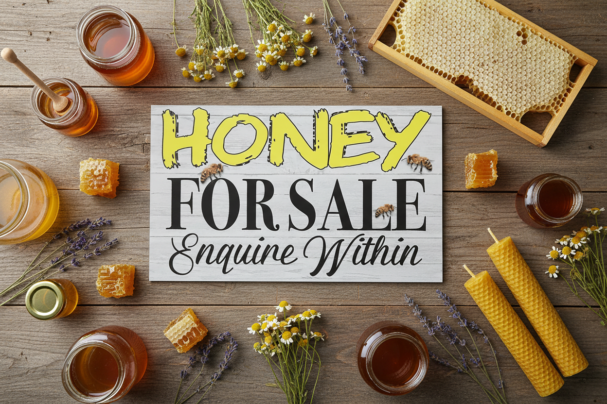 Honey For Sale - Flat Lay