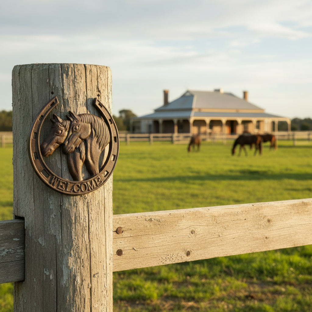 Horse Heads Welcome Plaque — Paddock Entrance