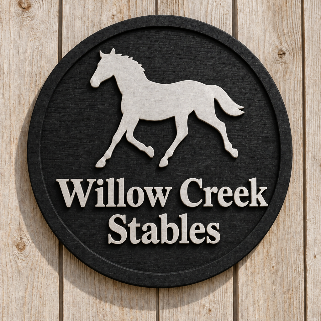 Horse sign with a raised circular border