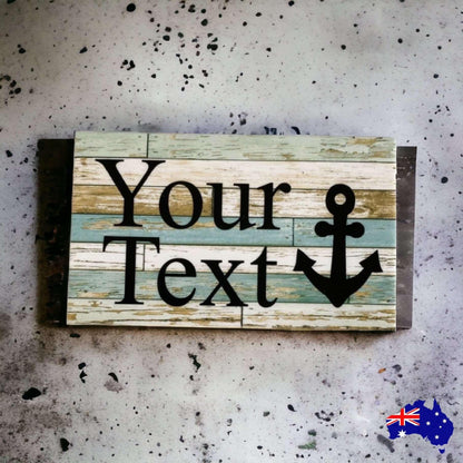 Anchor Nautical Blue Boat Custom Personalised Sign - The Renmy Store Homewares & Gifts