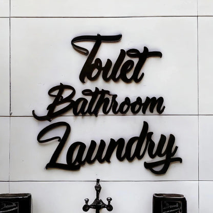 Toilet Laundry Bathroom Door Sign Set Wall Art Vintage - The Renmy Store Homewares & Gifts