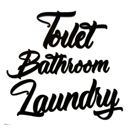 Toilet Laundry Bathroom Door Sign Set Wall Art Vintage - The Renmy Store Homewares & Gifts