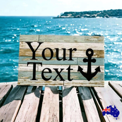 Anchor Nautical Blue Boat Custom Personalised Sign - The Renmy Store Homewares & Gifts