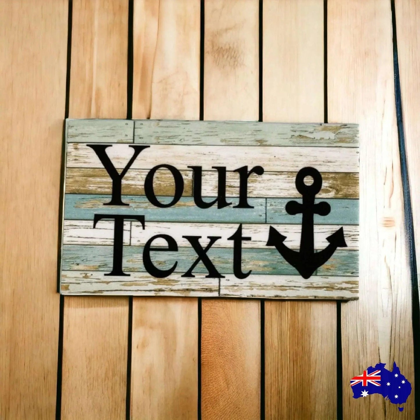 Anchor Nautical Blue Boat Custom Personalised Sign - The Renmy Store Homewares & Gifts