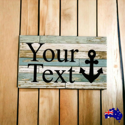 Anchor Nautical Blue Boat Custom Personalised Sign - The Renmy Store Homewares & Gifts
