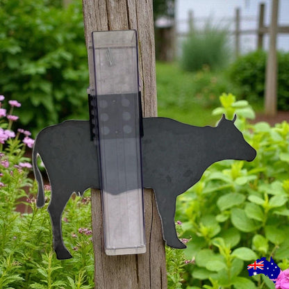 Rain Gauge Stake Wall Cow Country Farmhouse - Rain Gauge Stake For Garden - Uv-Protected Nylex Gauge - Handcrafted Garden Display