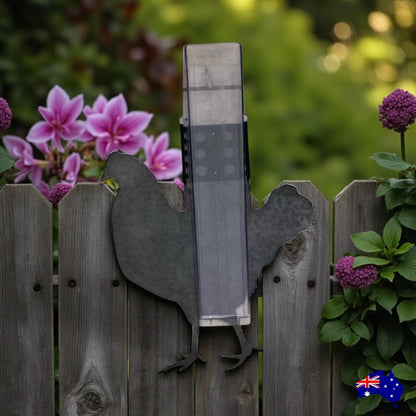 Rain Gauge Stake Wall Chicken Country Farmhouse - Rain Gauge Stake For Garden - Custom Rain Gauges - Corten Steel Garden Decor