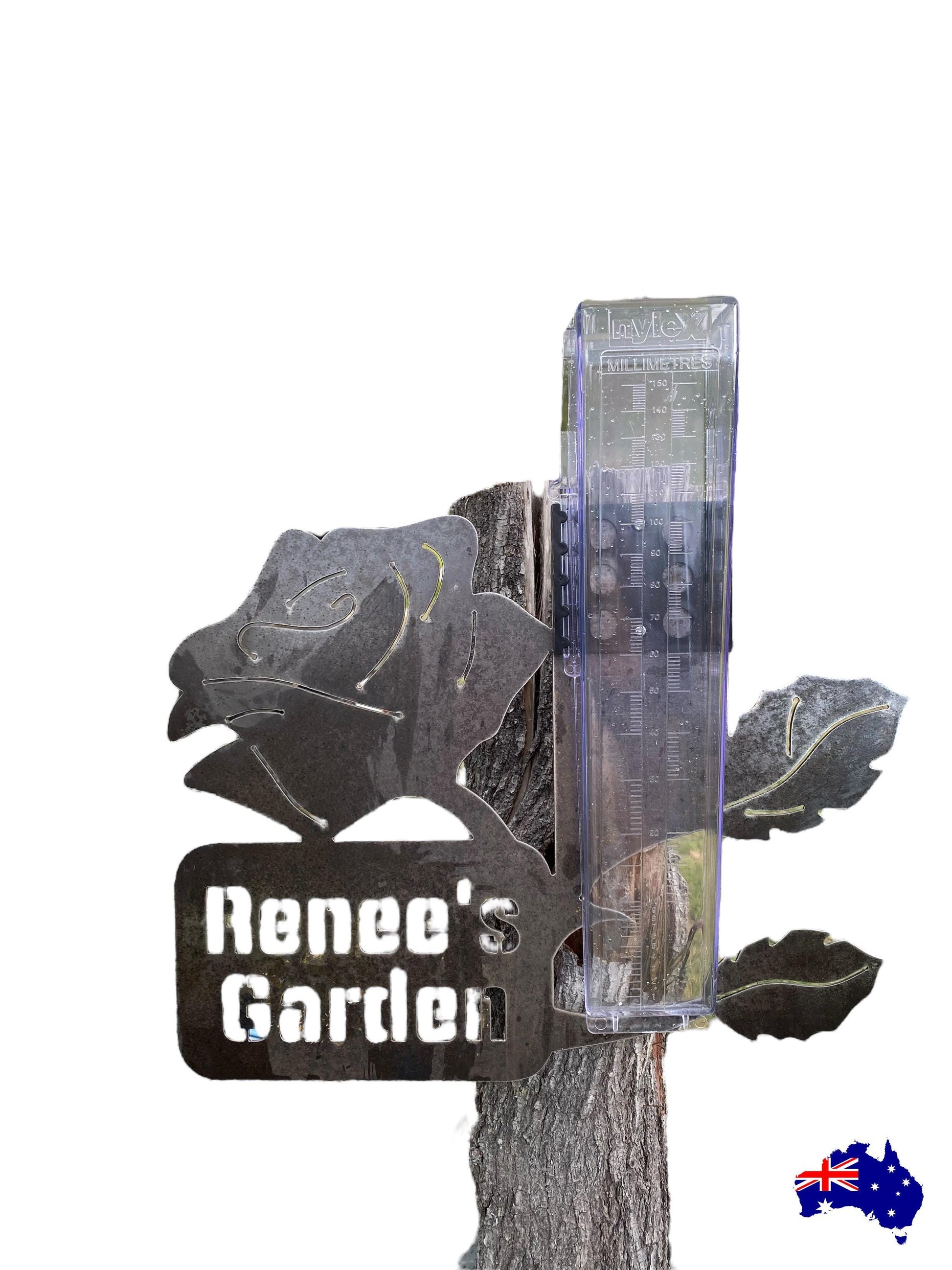 Rain Gauge Stake Wall Custom Personalised Garden - Personalised Rain Gauge Stake - Sturdy Cast Iron Garden Decor - Uv-Protected Nylex Gauge