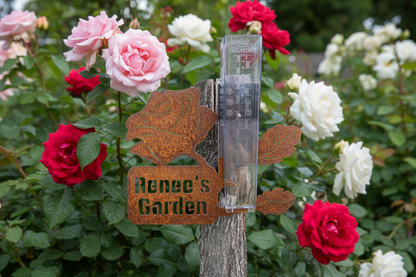 Rain Gauge Custom Personalised Garden Rose - Stake or Wall Mount - Aussie Made