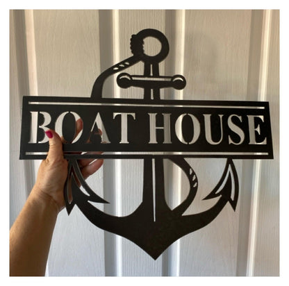 House Property Boat Nautical Personalised Custom Rusty Metal Steel Sign - Custom Metal House Sign - Nautical Boat House Sign