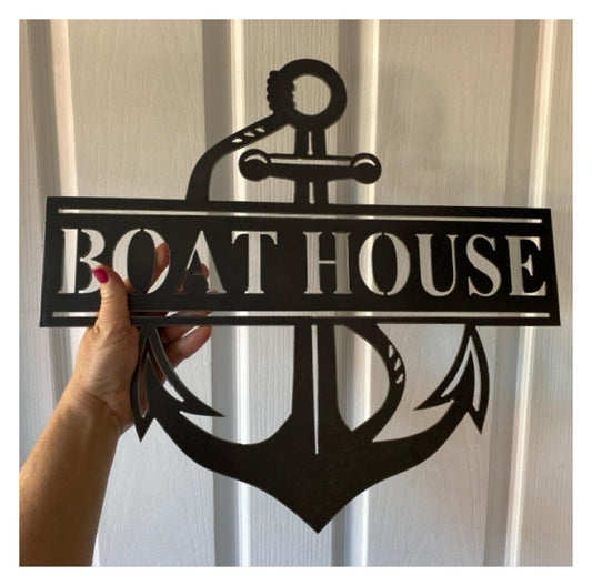 House Property Boat Nautical Personalised Custom Rusty Metal Steel Sign - Custom Metal House Sign - Nautical Boat House Sign