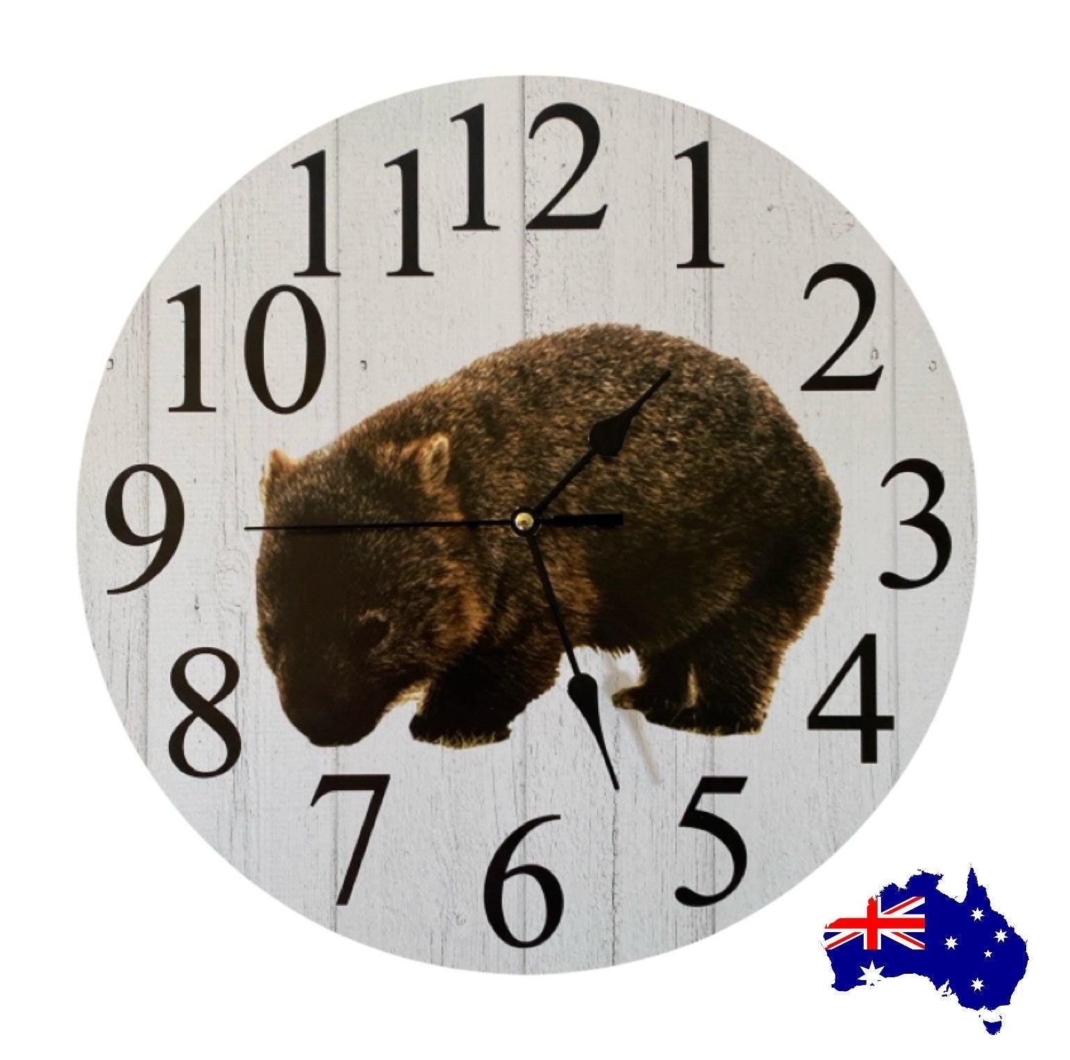 Clock Wall Wombat 30cm 60cm Aussie Made