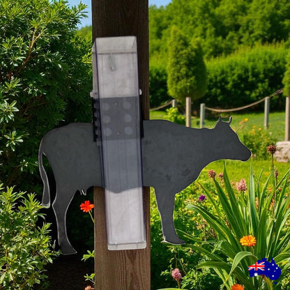 Rain Gauge Stake Wall Cow Country Farmhouse - Rain Gauge Stake For Garden - Uv-Protected Nylex Gauge - Handcrafted Garden Display