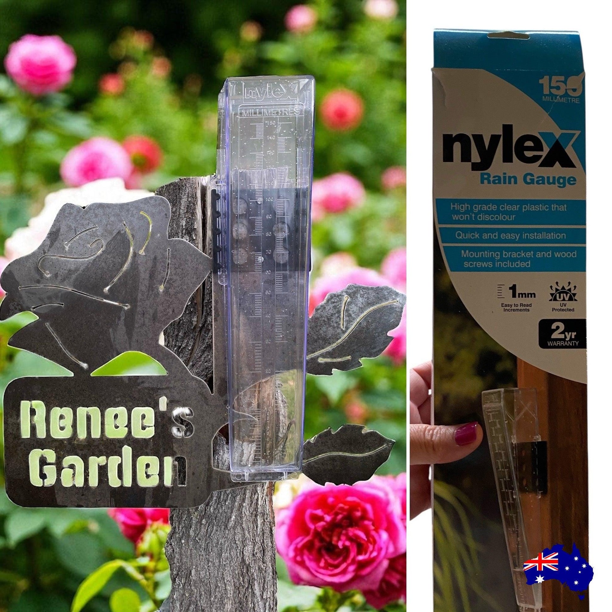 Rain Gauge Stake Wall Cow Country Farmhouse - Rain Gauge Stake For Garden - Uv-Protected Nylex Gauge - Handcrafted Garden Display