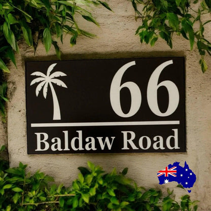 Personalised Street Number Address Letter Box Palm Black House Custom Sign - The Renmy Store Homewares & Gifts