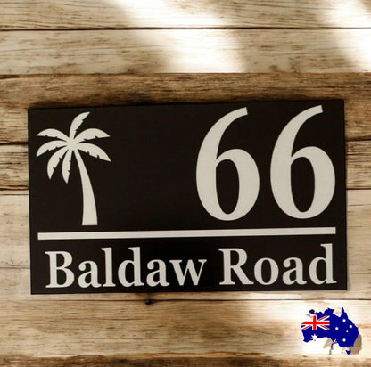 Personalised Street Number Address Letter Box Palm Black House Custom Sign - The Renmy Store Homewares & Gifts