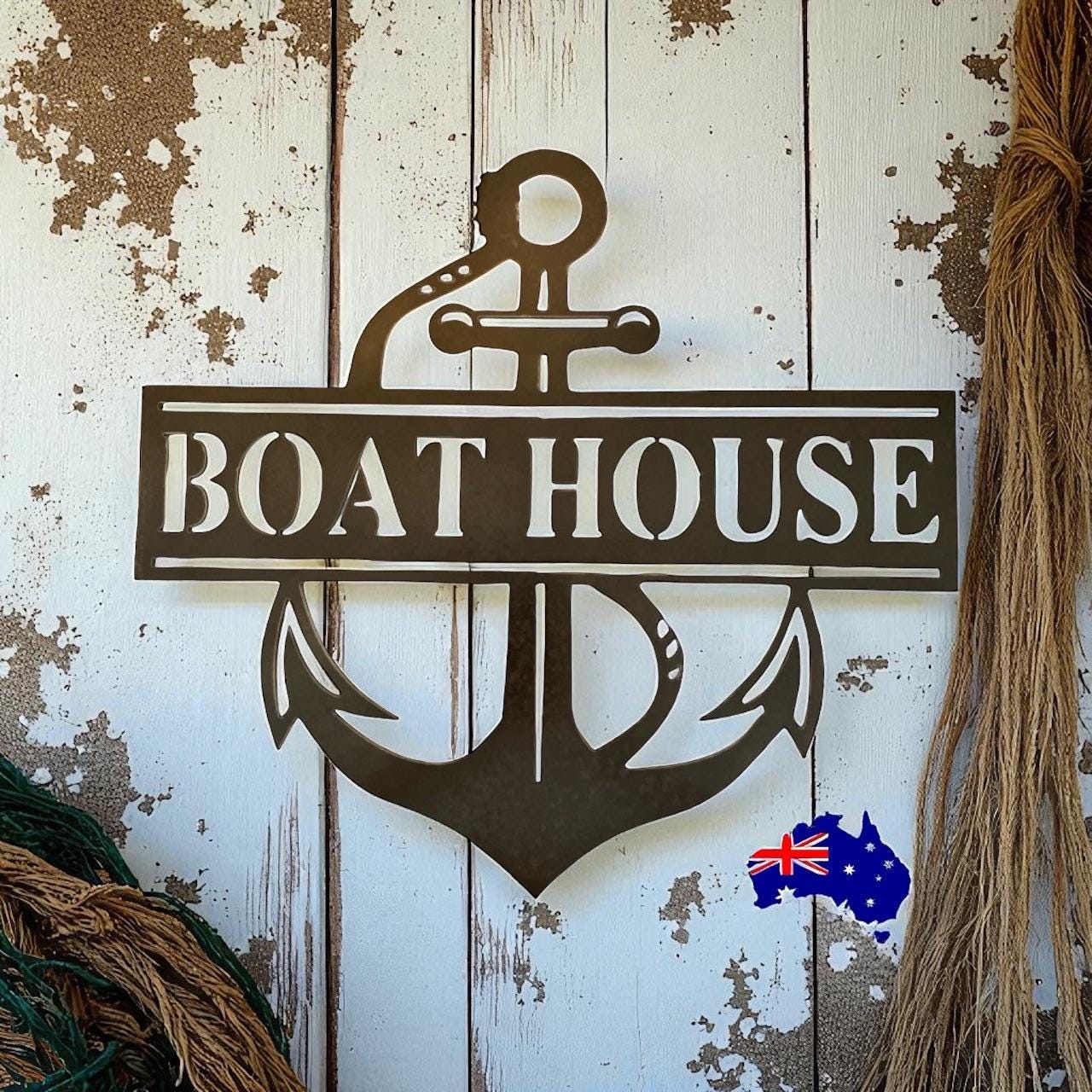 House Property Boat Nautical Personalised Custom Rusty Metal Steel Sign - Custom Metal House Sign - Nautical Boat House Sign