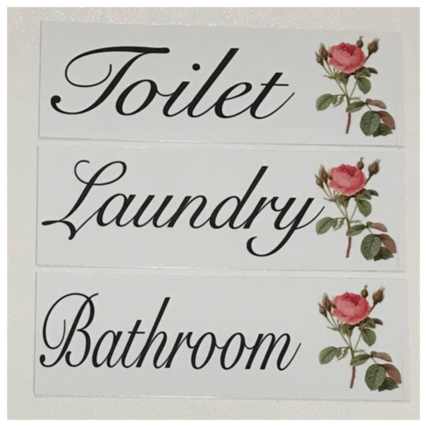 Pink Vintage Rose Toilet Laundry Bathroom Sign - The Renmy Store Homewares & Gifts 