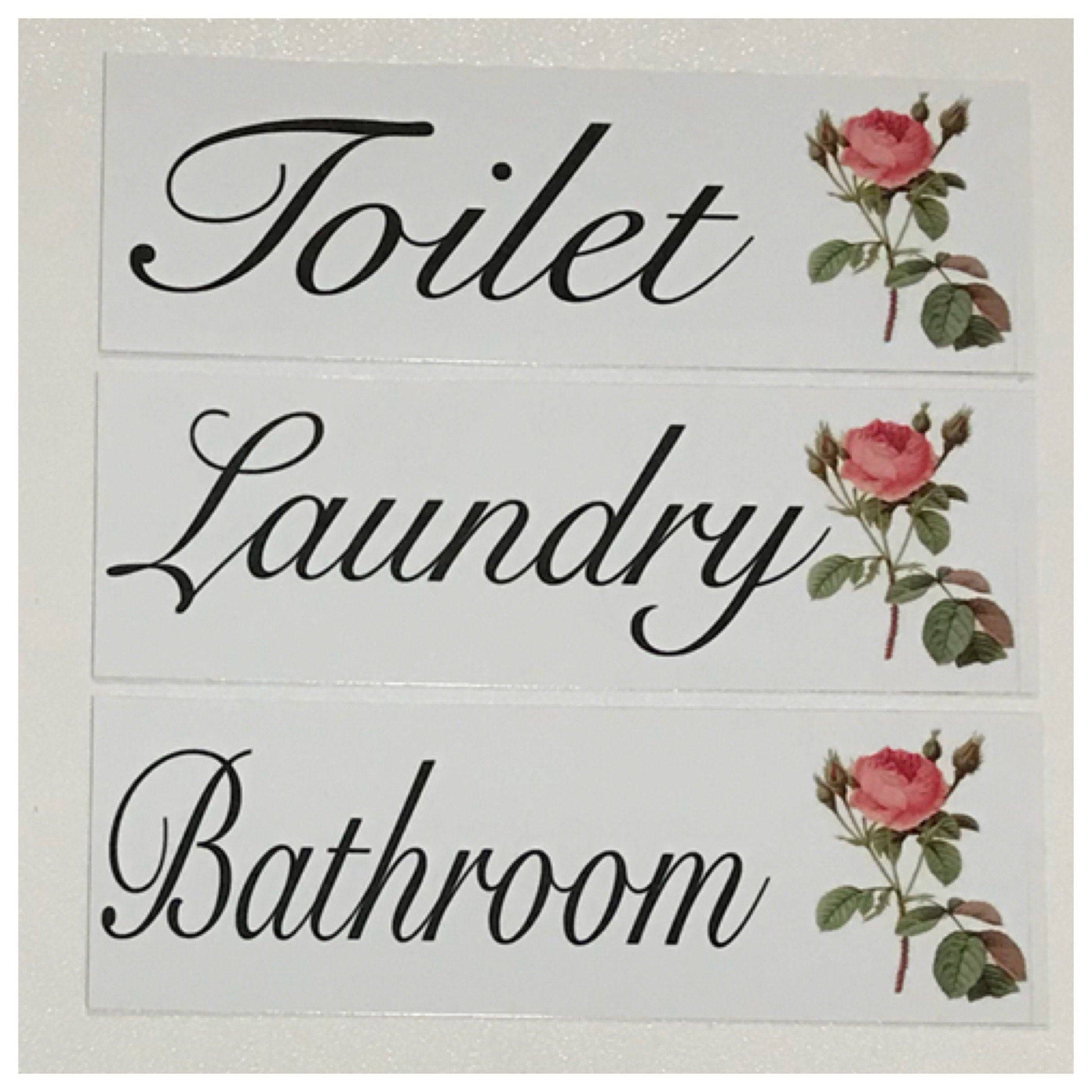 Pink Vintage Rose Toilet Laundry Bathroom Sign - The Renmy Store Homewares & Gifts 