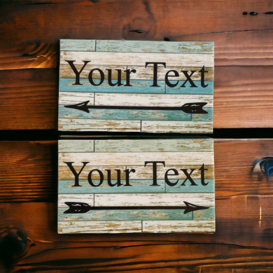 Custom Your Text with Arrow Rustic Blue Sign