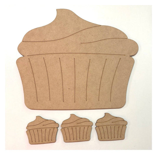 Cup Cake MDF Shape DIY Raw Cut Out Art Craft Décor - The Renmy Store Homewares & Gifts 