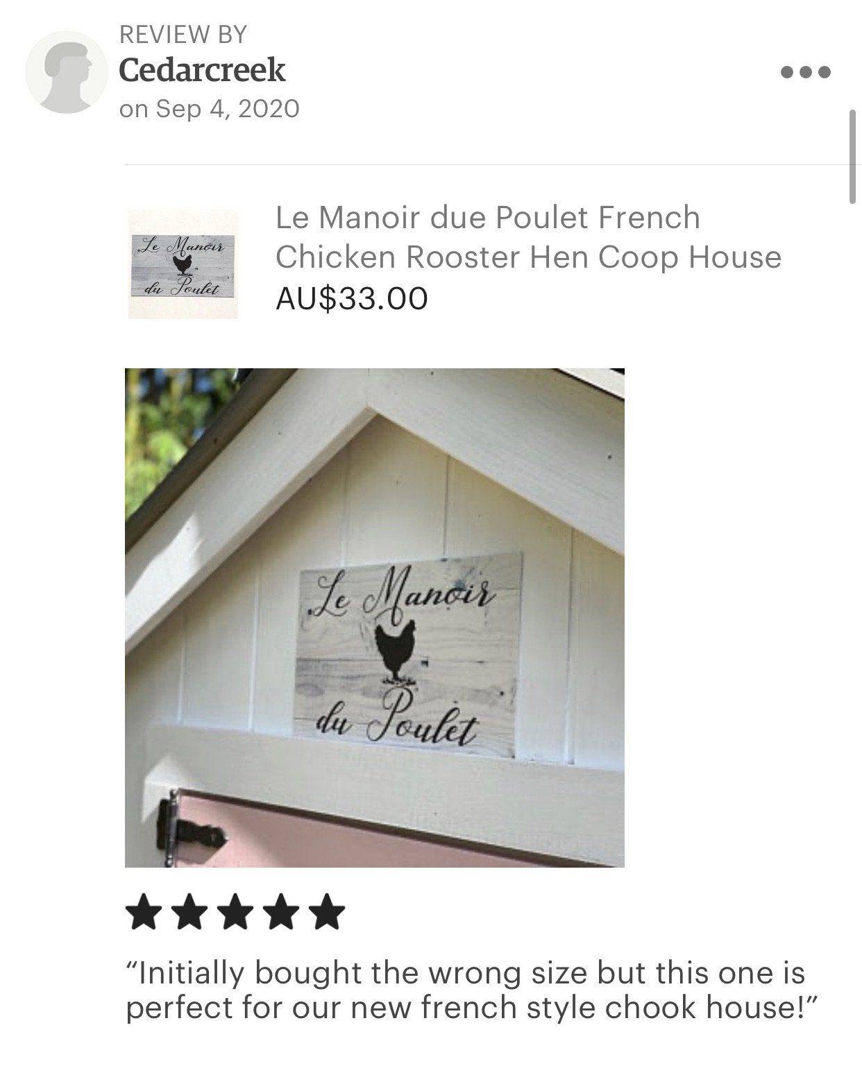 Chicken Hen Le Manoir du Poulet French Provincial Sign - The Renmy Store Homewares & Gifts 