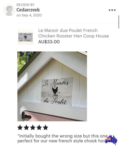 Chicken Hen Le Manoir du Poulet French Provincial Sign - The Renmy Store Homewares & Gifts 