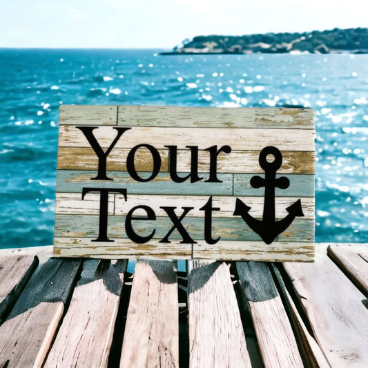 Anchor Nautical Blue Your Text Custom Wording Sign - The Renmy Store Homewares & Gifts 