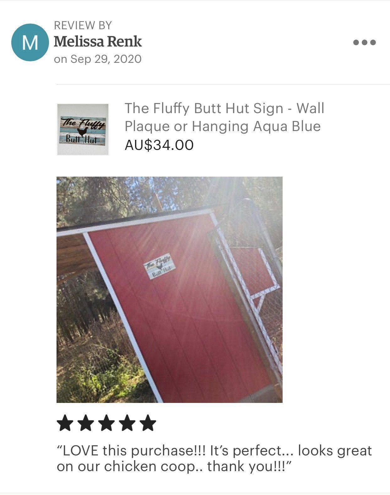 Fluffy Butt Hut Chicken Rustic Blue Sign - The Renmy Store Homewares & Gifts 